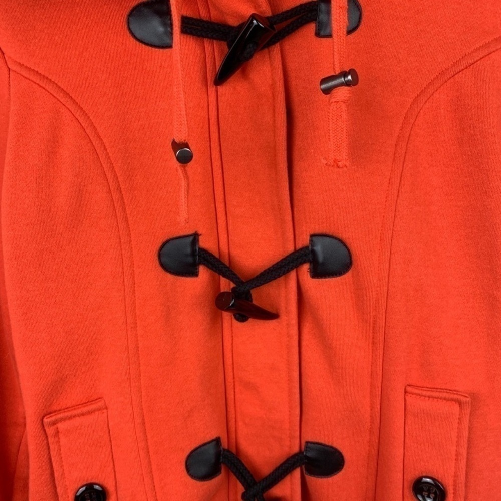 Sebby Orange Pea Coat Hooded Jacket - Picture 3 of 5